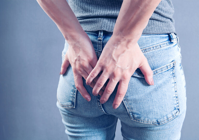 woman's booty from behind, Booty is being used in place of anus, which is the medical term and the area that passes stool.